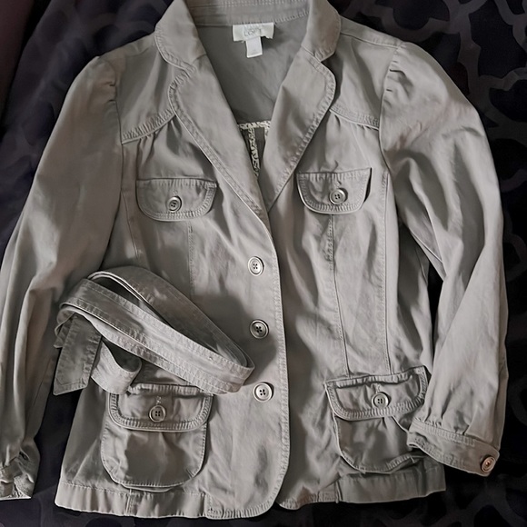 Loft grey spring jacket Sz M medium 3/4 sleeves ❤️🔥 - Picture 1 of 8